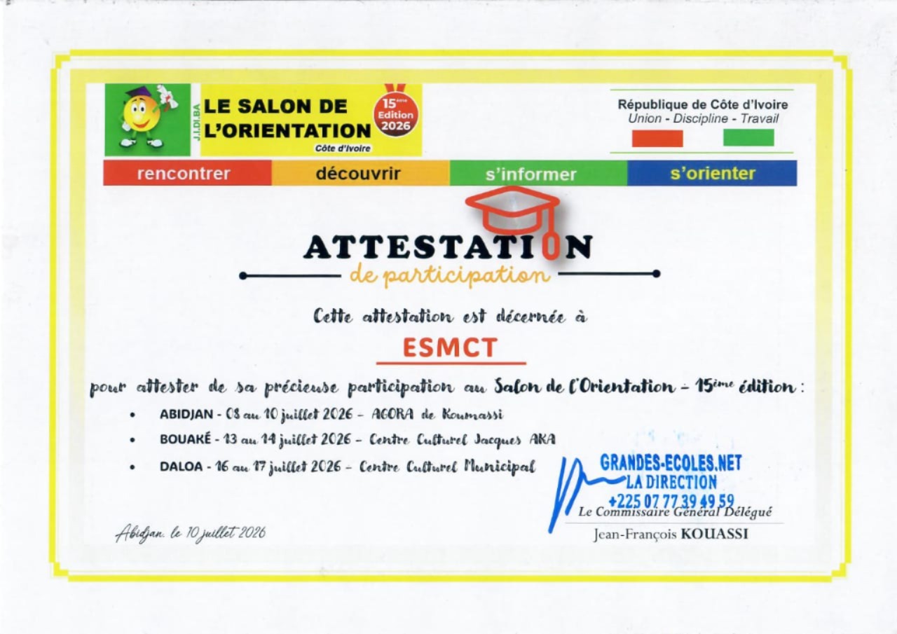 Attestation de participation remise à l’UMECI